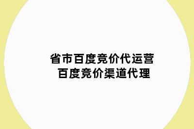 省市百度竞价代运营 百度竞价渠道代理